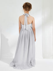 Robes de Demoiselle d'Honneur Junior Asymétriques à A-ligne avec Fleur Argent