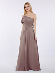 Robes Demoiselle d'honneur Longue Une Epaule Mousseline Dusk Grande Taille