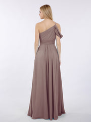 Robes Demoiselle d'honneur Longue Une Epaule Mousseline Dusk Grande Taille