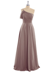 Robes Demoiselle d'honneur Longue Une Epaule Mousseline Dusk