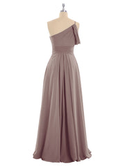 Robes Demoiselle d'honneur Longue Une Epaule Mousseline Dusk Grande Taille
