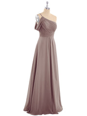 Robes Demoiselle d'honneur Longue Une Epaule Mousseline Dusk Grande Taille