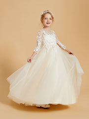 Robes de Fille Elégantes à Manches Longues avec Détails Appliqués