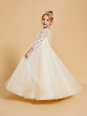 Robes de Fille Elégantes à Manches Longues avec Détails Appliqués