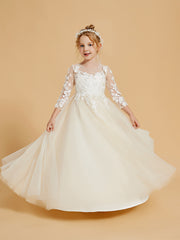 Robes de Fille Elégantes à Manches Longues avec Détails Appliqués