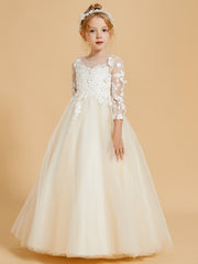 Robes de Fille Elégantes à Manches Longues avec Détails Appliqués