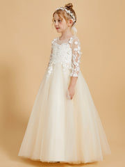 Robes de Fille Elégantes à Manches Longues avec Détails Appliqués