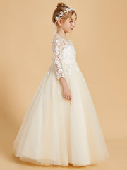 Robes de Fille Elégantes à Manches Longues avec Détails Appliqués