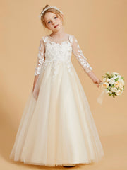 Robes de Fille Elégantes à Manches Longues avec Détails Appliqués
