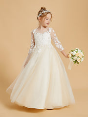 Robes de Fille Elégantes à Manches Longues avec Détails Appliqués