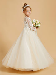 Robes de Fille Elégantes à Manches Longues avec Détails Appliqués