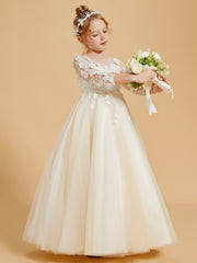 Robes de Fille Elégantes à Manches Longues avec Détails Appliqués