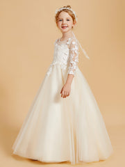 Robes de Fille Elégantes à Manches Longues avec Détails Appliqués