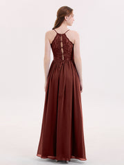 Bretelles Spaghetti Mousseline Robe avec Col en Cœur terracotta