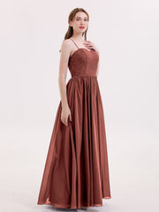 Bretelles Spaghetti Mousseline Robe avec Col en Cœur terracotta