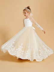 Robes de Fille Adorables avec Nœuds Papillon et Appliques en Dentelle