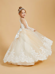 Robes de Fille Adorables avec Nœuds Papillon et Appliques en Dentelle