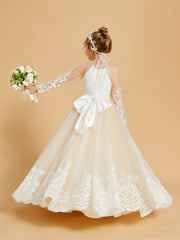 Robes de Fille Adorables avec Nœuds Papillon et Appliques en Dentelle