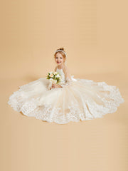 Robes de Fille Adorables avec Nœuds Papillon et Appliques en Dentelle