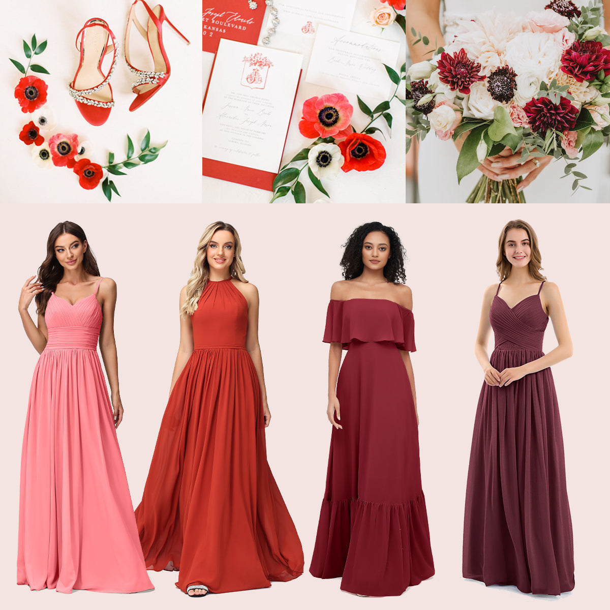 ROBES DE DEMOISELLE D’HONNEUR EN ROUGE