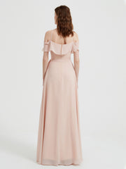 Y-Col Flotter Manches Longues Robes De Demoiselle d'Honneur Rose Perle