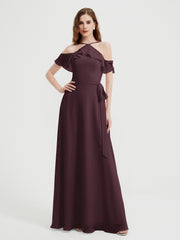 Y-Col Flotter Manches Longues Robes De Demoiselle d'Honneur Cabernet