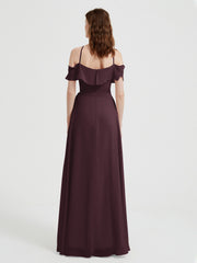 Y-Col Flotter Manches Longues Robes De Demoiselle d'Honneur Cabernet