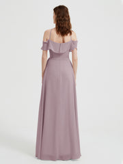 Y-Col Flotter Manches Longues Robes De Demoiselle d'Honneur Dusk