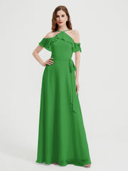 Y-Col Flotter Manches Longues Robes De Demoiselle d'Honneur Vert