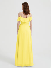 Y-Col Flotter Manches Longues Robes De Demoiselle d'Honneur Citron