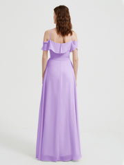 Y-Col Flotter Manches Longues Robes De Demoiselle d'Honneur Lilas