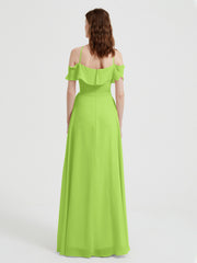 Y-Col Flotter Manches Longues Robes De Demoiselle d'Honneur Vert Citron