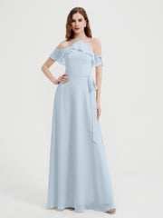 Y-Col Flotter Manches Longues Robes De Demoiselle d'Honneur Brume