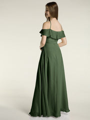 Y-Col Flotter Manches Longues Robes De Demoiselle d'Honneur Olive Verte