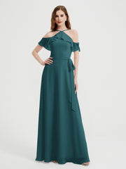 Y-Col Flotter Manches Longues Robes De Demoiselle d'Honneur Paon