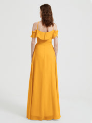 Y-Col Flotter Manches Longues Robes De Demoiselle d'Honneur Mandarine