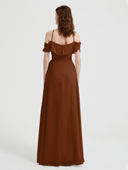 Y-Col Flotter Manches Longues Robes De Demoiselle d'Honneur terracotta