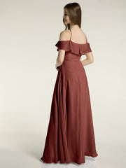 Y-Col Flotter Manches Longues Robes De Demoiselle d'Honneur terracotta