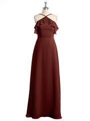 Y-Col Flotter Manches Longues Robes De Demoiselle d'Honneur terracotta