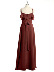 Y-Col Flotter Manches Longues Robes De Demoiselle d'Honneur terracotta Grande Taille