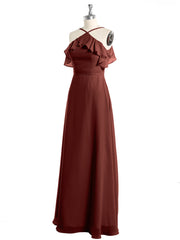 Y-Col Flotter Manches Longues Robes De Demoiselle d'Honneur terracotta