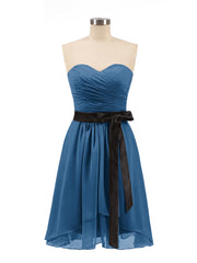Col en Cœur Robe Courte avec Ceinture Noire Bleu Encre Grande Taille