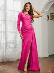 Robe de Bal Fourreau/Colonne en Satin à Une Épaule Azalée