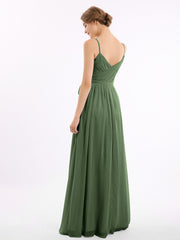 Spaghetti Bretelle Cœur Mousseline Robes Olive Verte