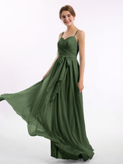 Spaghetti Bretelle Cœur Mousseline Robes Olive Verte