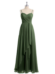 Spaghetti Bretelle Cœur Mousseline Robes Olive Verte Grande Taille