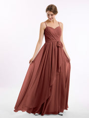 Spaghetti Bretelle Cœur Mousseline Robes terracotta