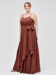 Spaghetti Bretelle Cœur Mousseline Robes terracotta Grande Taille