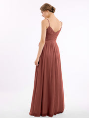 Spaghetti Bretelle Cœur Mousseline Robes terracotta