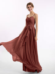 Spaghetti Bretelle Cœur Mousseline Robes terracotta